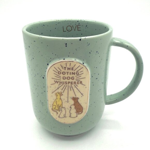 Anthropologie Stoneware Mug Set Tireless Traveler & Dog Whisperer Speckled 16oz - Picture 3 of 13